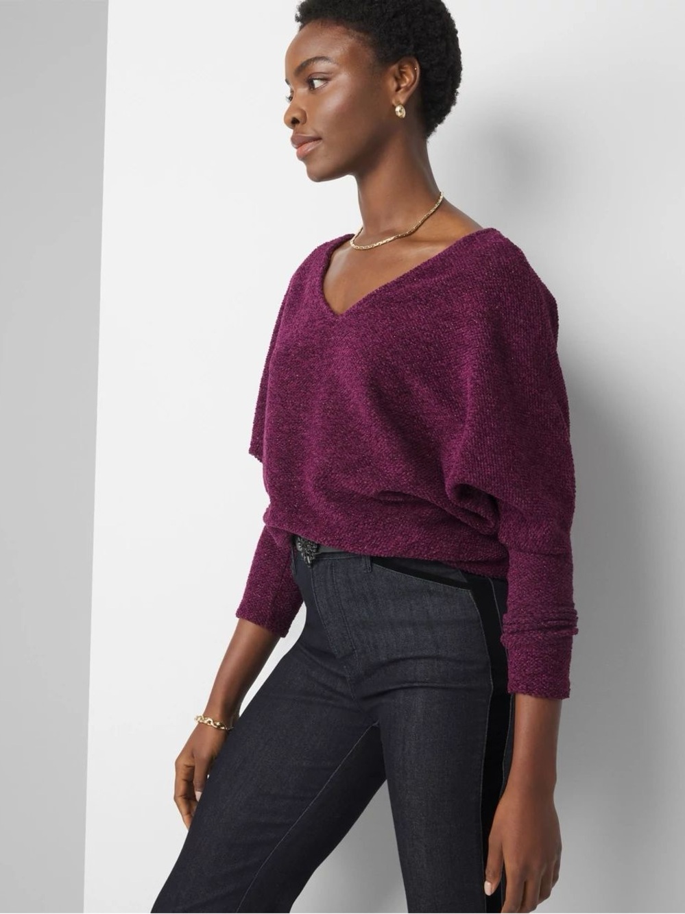V-Neck Chenille Pullover